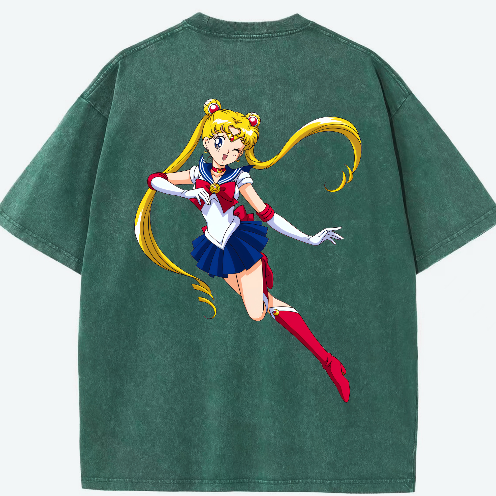（画像用） 美少女戦士セーラームーン 月野 うさぎ つきの うさぎ Sailor Moon Tsukino Usagi 綿100% ヴィンテージ風 半袖Tシャツ（背面プリント）